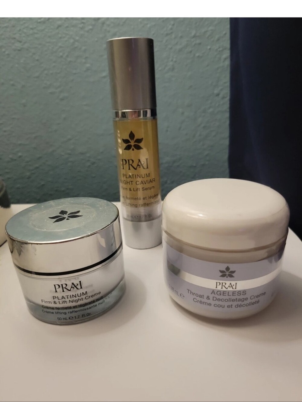Prai Set Platinum Night Caviar Firm Lift Serum Night Creme Ageless Throat Decoll